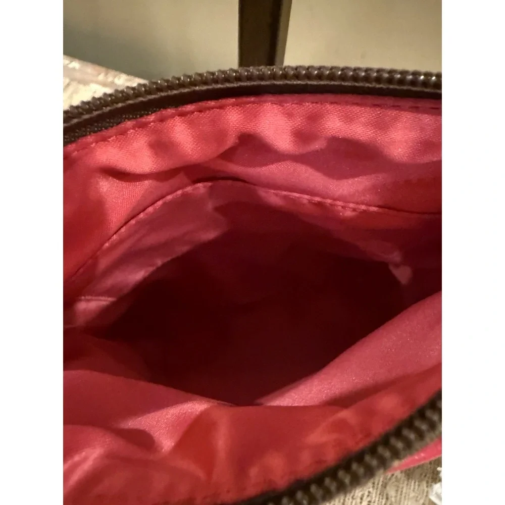 Y2K Coach Logo Signature‎ Coated Canvas Pink Trim Crossbody Swing Bag Pink Lined